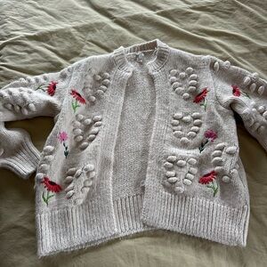 River Island Cream Cardigan with Floral Embroidery